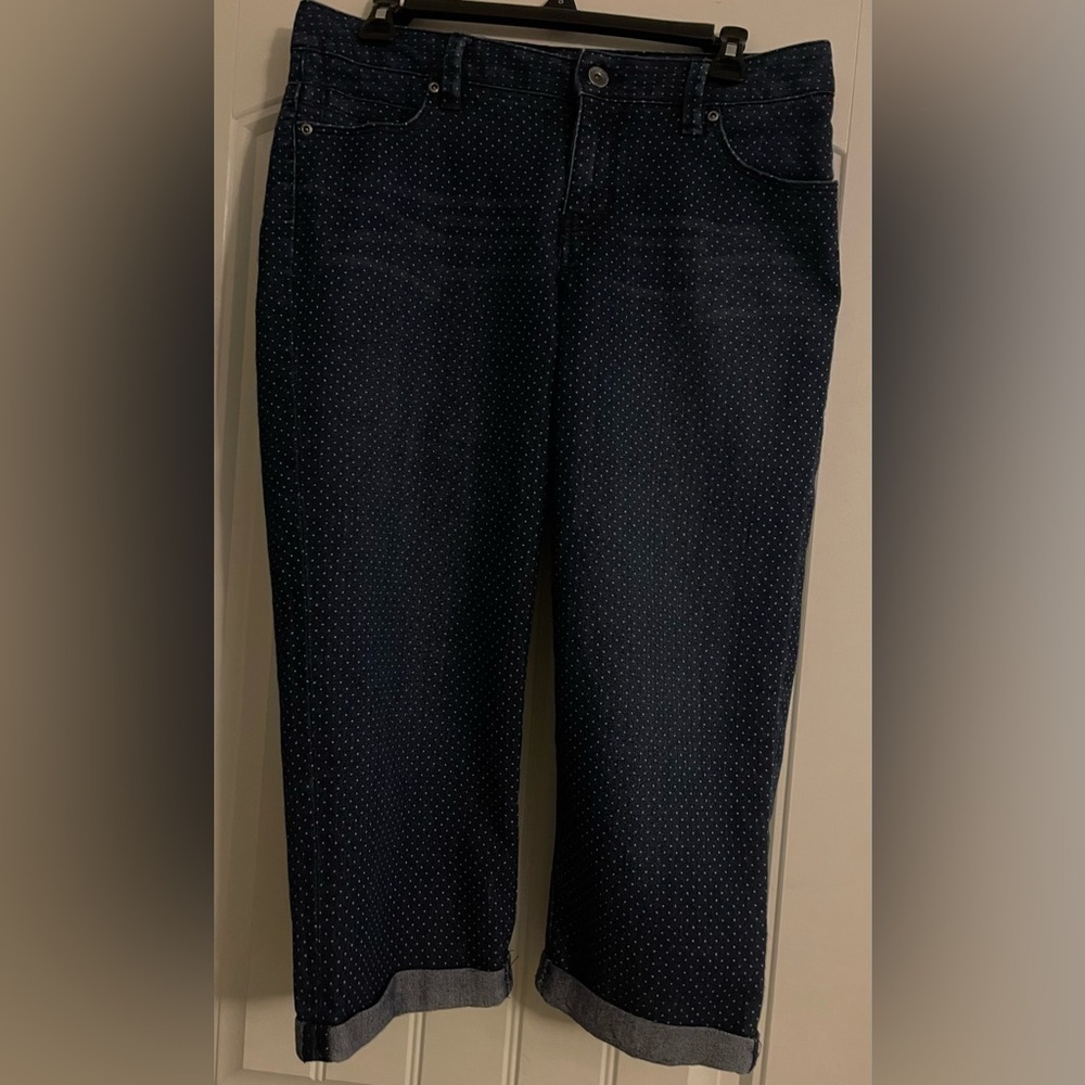 Sonoma  polka dot  Jean Capris Women's sz 4  with Cuffed Bottom cool,‎ fun,